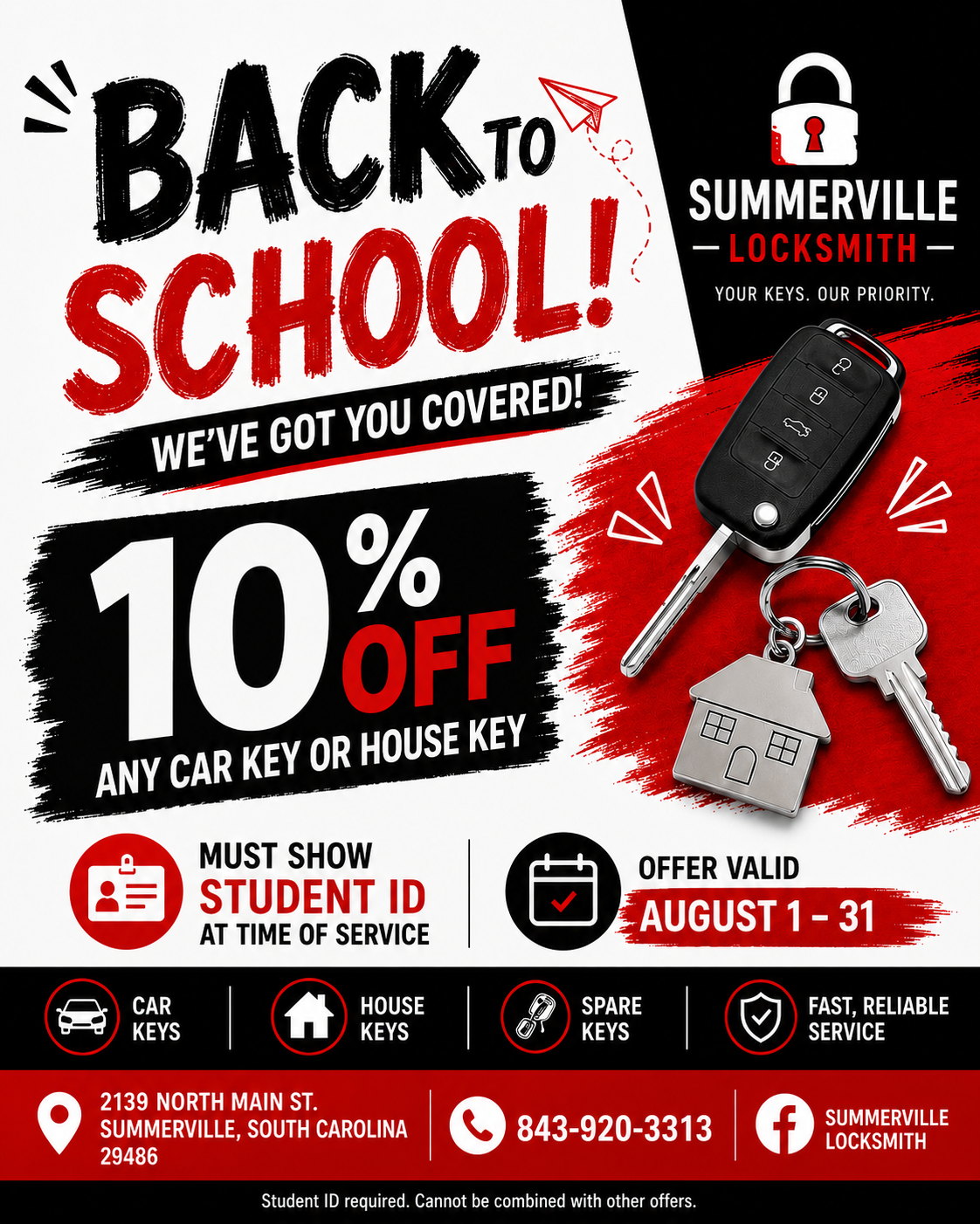 Back to School Key Deal — 10% off any car or house key
